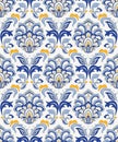 Vintage seamless damask pattern. Colorful Tile in turkish style. Hand drawn floral background. Wallpaper in Victorian style. Royalty Free Stock Photo